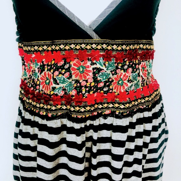 Free People Artsy Floral Stripe Contrast Dress Tie - Picture 3 of 6